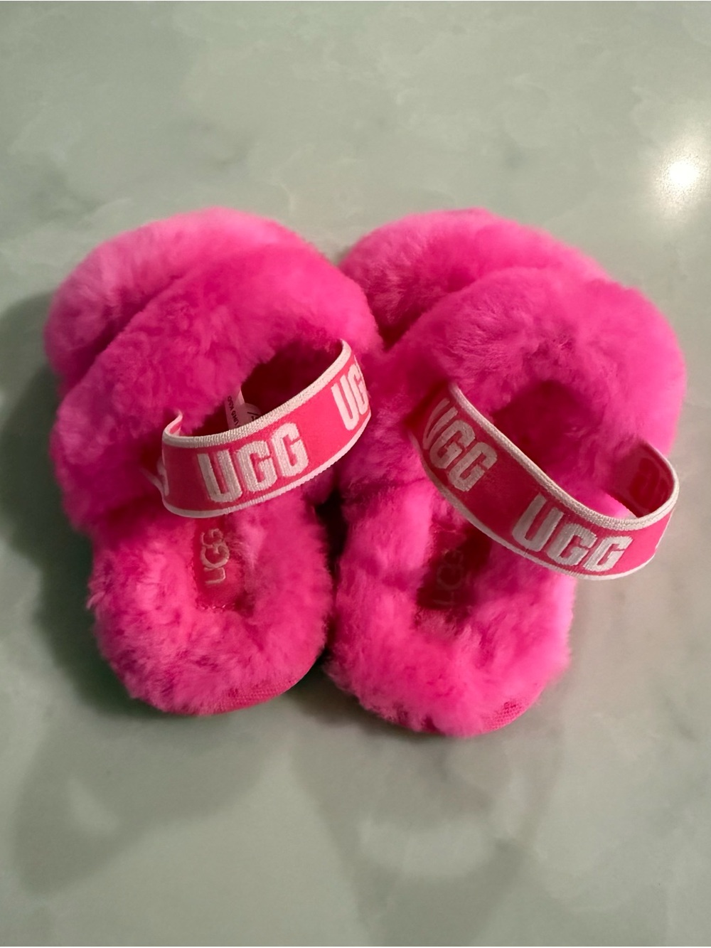 UGG Kids Fluff Slide Sandals - Bright Pink - Picture 3 of 4